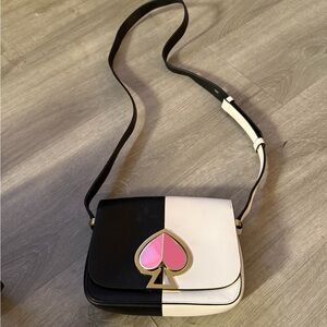 Kate Spade Black and White Crossbody Bag with Pink Detail